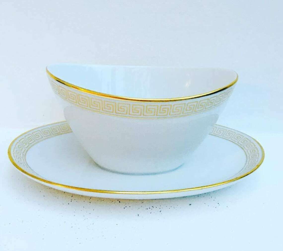 Gravy Boat Porcelain White And Gold Old Sauce Boat Seltmann Weiden Bavaria Porcelain, Old Porcelain, White Porcelain, White China. photo furniture
