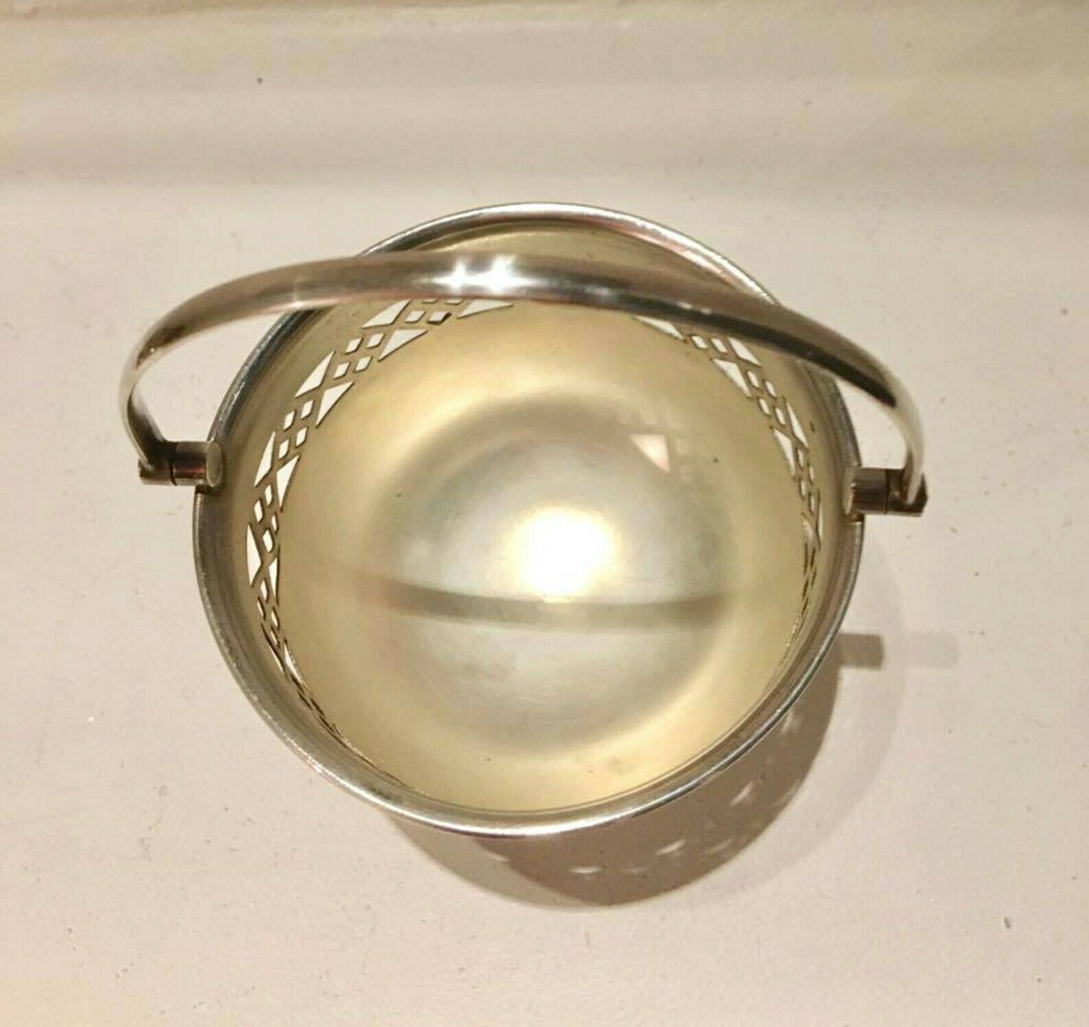 Small Basket Epns English Silver Plated Ring Dish Sweet Dish Basket Made In England, Geometrical Design Candy Bowl Vanity Decor Basket photo Home Decor