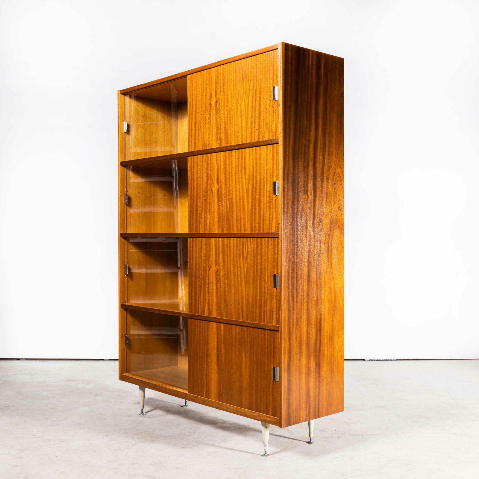 1960’s Large Mid Century Glass Fronted Shelved Cabinet photo buy
