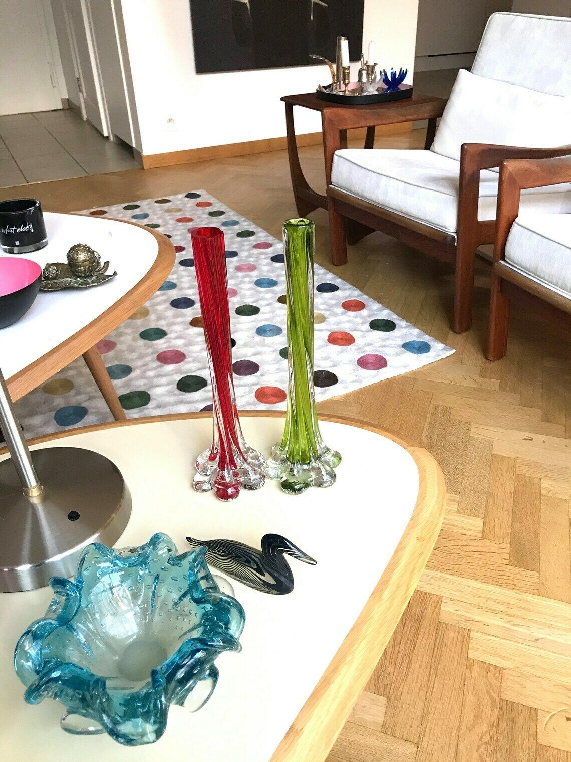 Glazen Vaas Met Gedraaide Steel – Rood, Hoog Model, Mid Century Stijl | Gedraaide Steel, Buisvorm, Soliflor, Kunstglas photo for sale