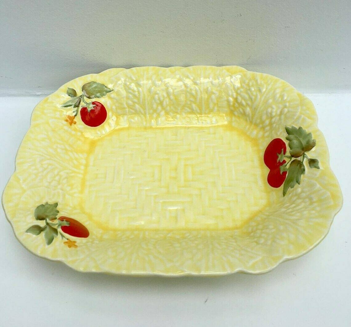 Serving Plate Vintage Crown Devon Yellow Tomato Plate, Crown Devon Garden, Dish And Plate, Crown Devon China Dishes, Art Deco ,Circa 1920s photo vinterior