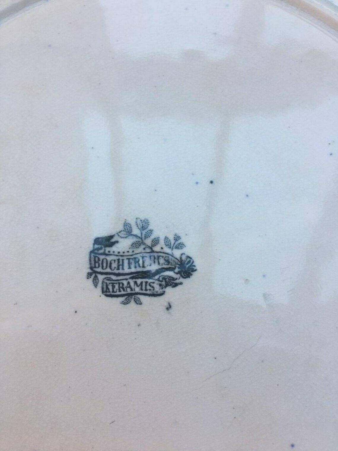 photo furniture Decorative Plates Boch Napoleon Bonaparte Boch Keramis Belgium Antique Transferware Boch Freres 2 Plates Battles Black And White
