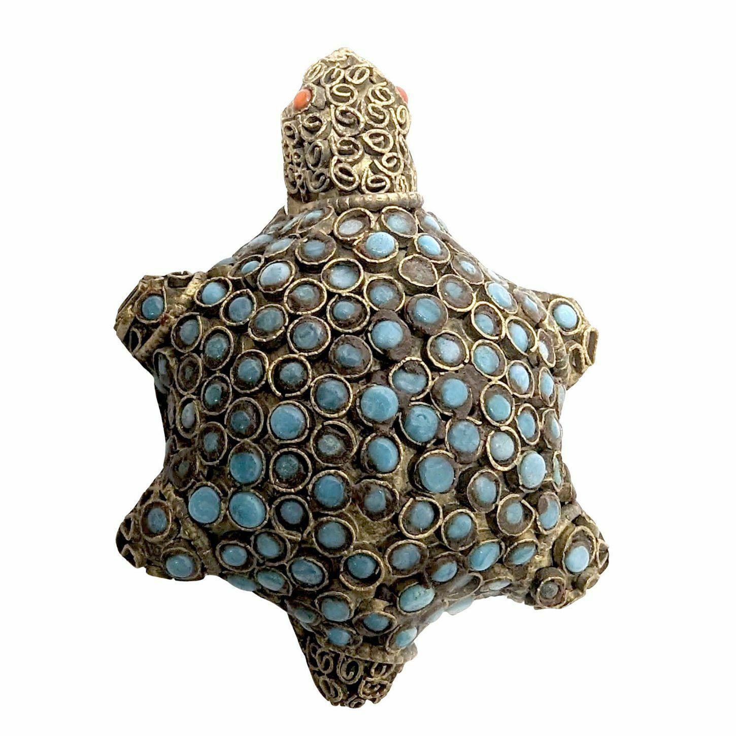 Animal Statuettes (Set Of 4) Coral And Turquoise Brass photo 250.0
