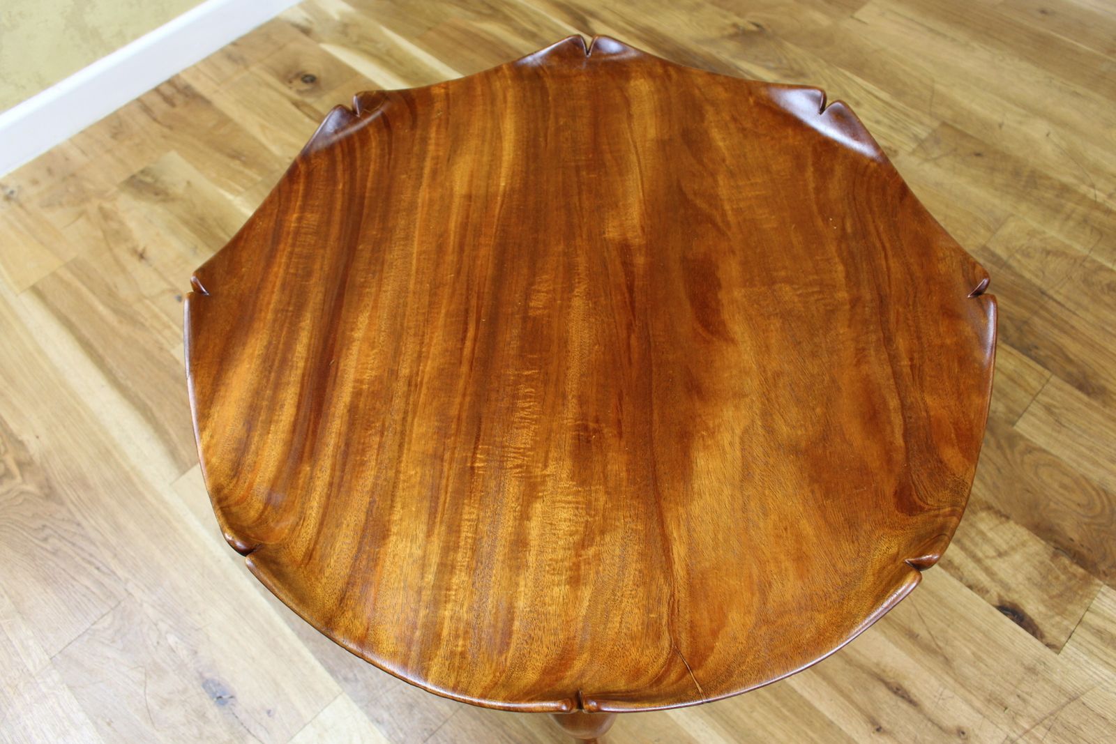 Stylish Early 1950’s Solid Mahogany Coffee Table Of Lotus Leaf Shape photo 450.0