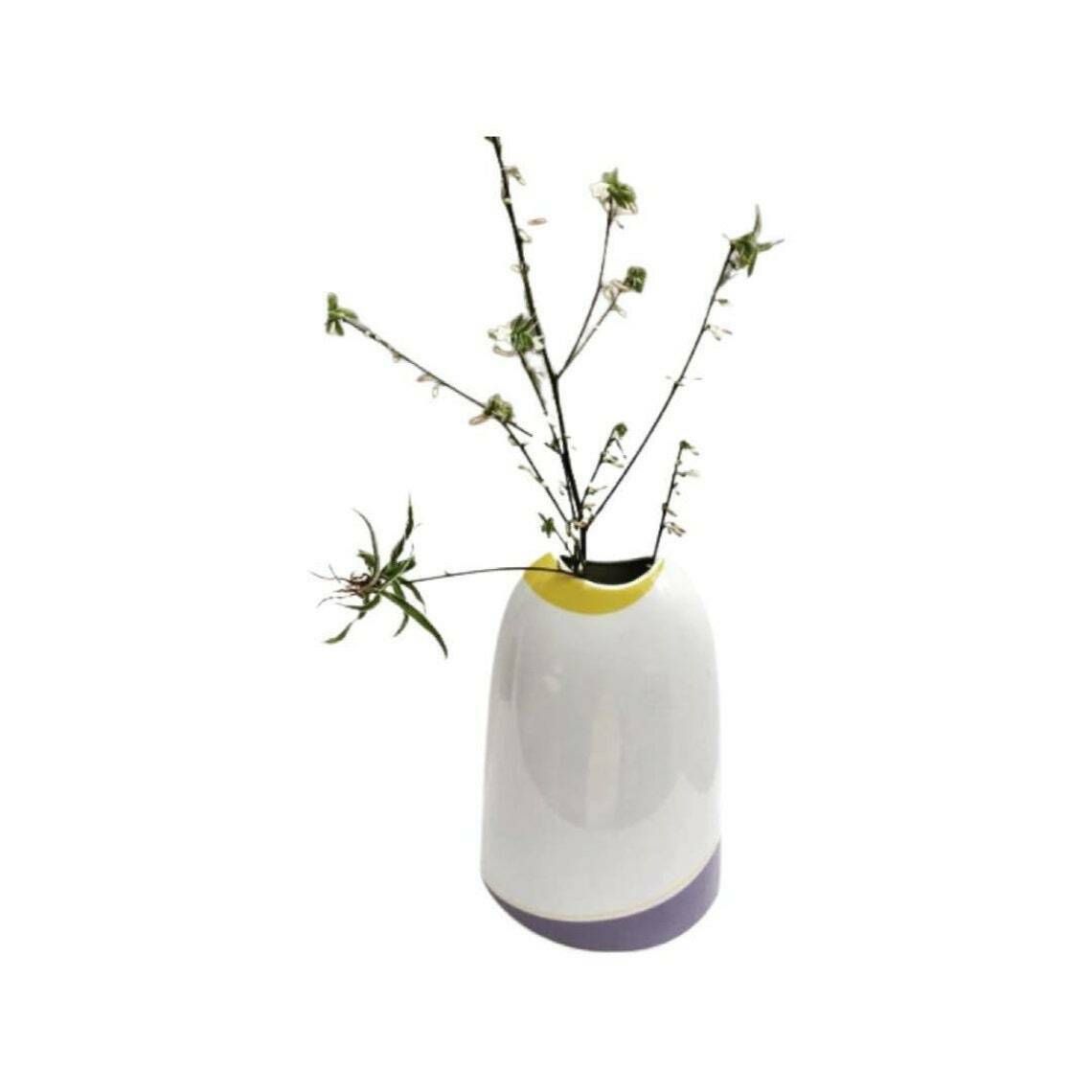 Vase Arzberg Mid Century Porcelaine Brillante Vase Pop Art Gris Jaune Et Blanc Bavière Allemagne Arzberg Mid Centuryvase Pop Art