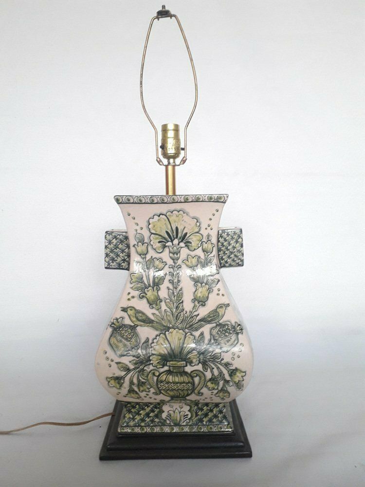 Hand Painted Ceramic Table Lamp By Paterna Majolica Dart, 1970s