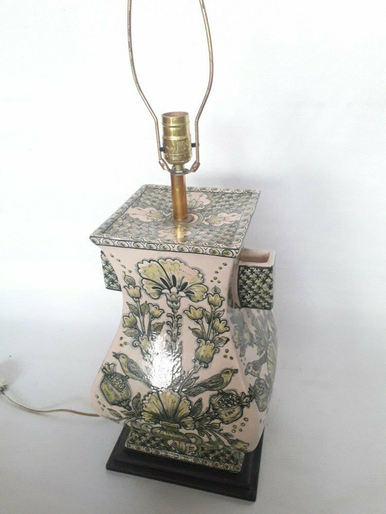 Hand Painted Ceramic Table Lamp By Paterna Majolica Dart, 1970s photo for sale