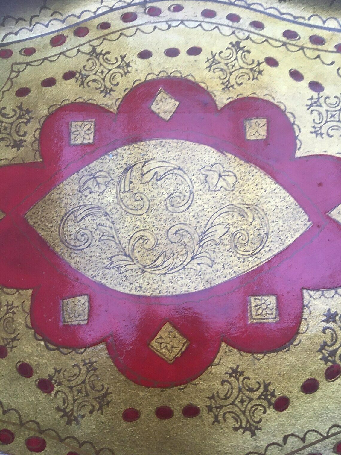 Florentine Golden Tray Red And Gilt Old Italian Plateau 60s Tray In Florentine Style Handmade In Wood Decorated With Antique Painted photo 98.0