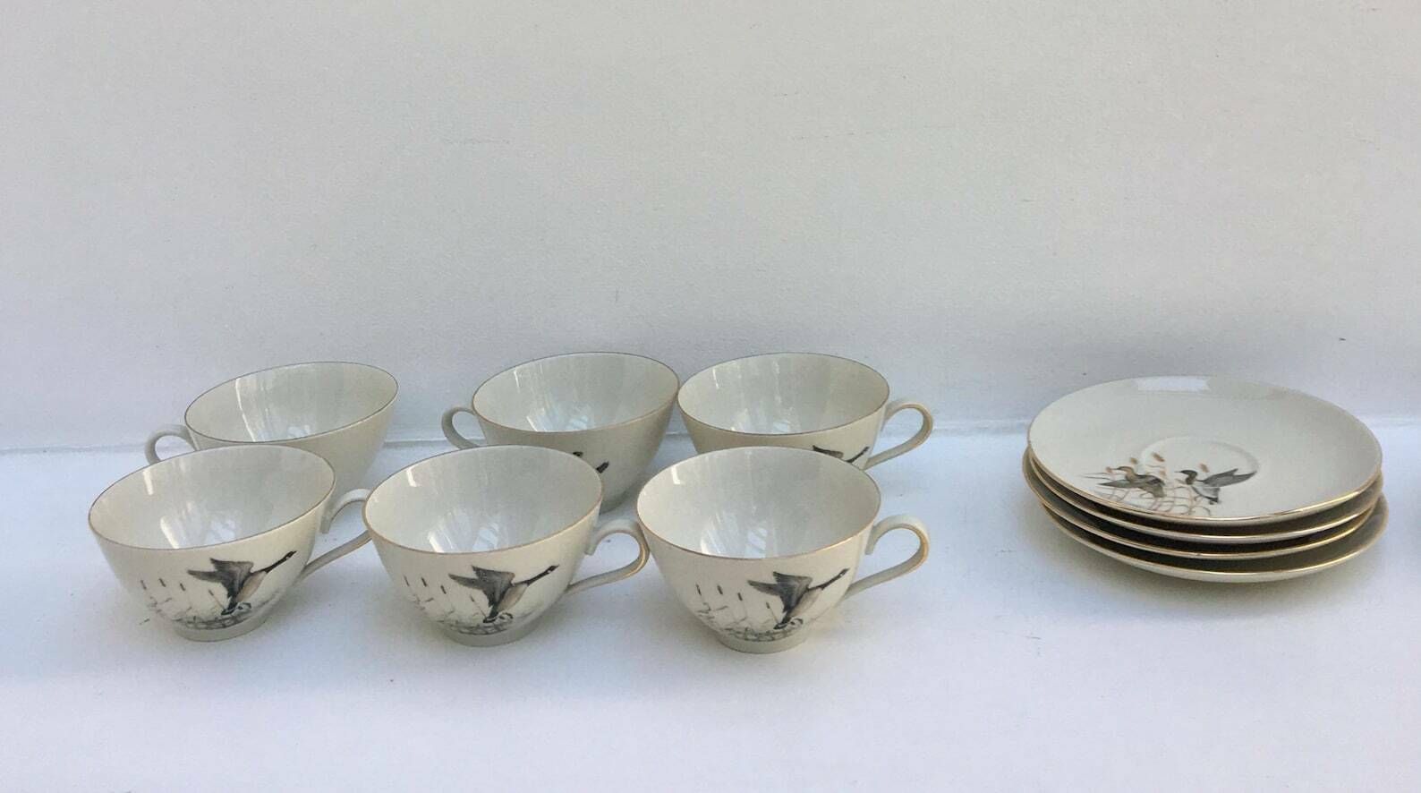 Service de 6 tasses Bareuther Waldsassen, décor faisan, oiseaux de chasse, nature et forêt photo buy