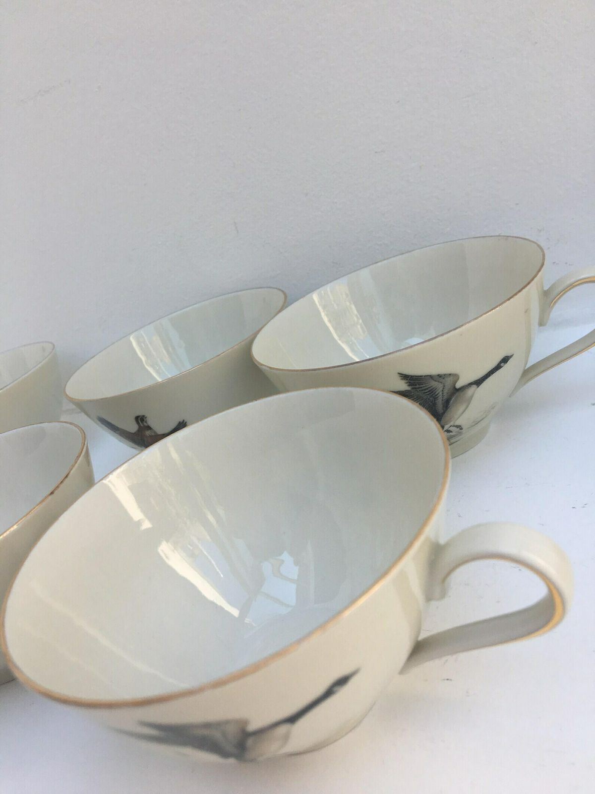 photo furniture Service de 6 tasses Bareuther Waldsassen, décor faisan, oiseaux de chasse, nature et forêt