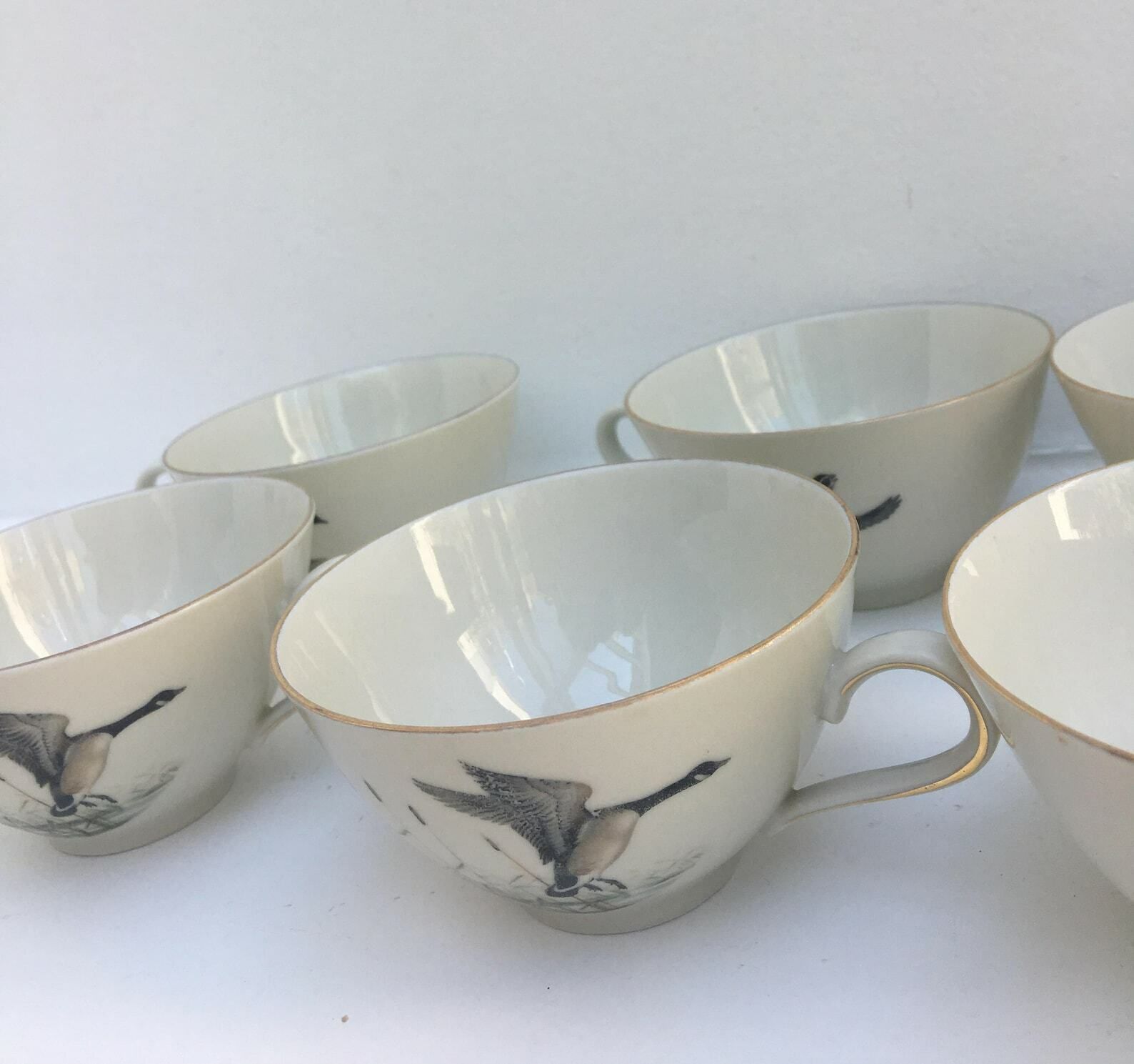 photo for sale Service de 6 tasses Bareuther Waldsassen, décor faisan, oiseaux de chasse, nature et forêt