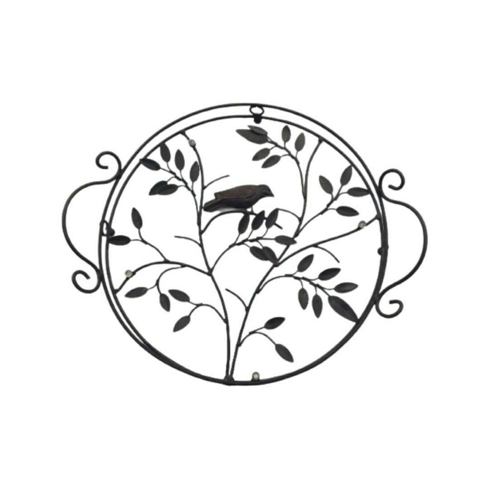 Groot Rond Vintage Metaaldraad Dienblad Met Glas – Vogel , Blad  En Bloemdecoratie, Levensboom, Cottage Country Chic, Handgemaakt, Frankrijk