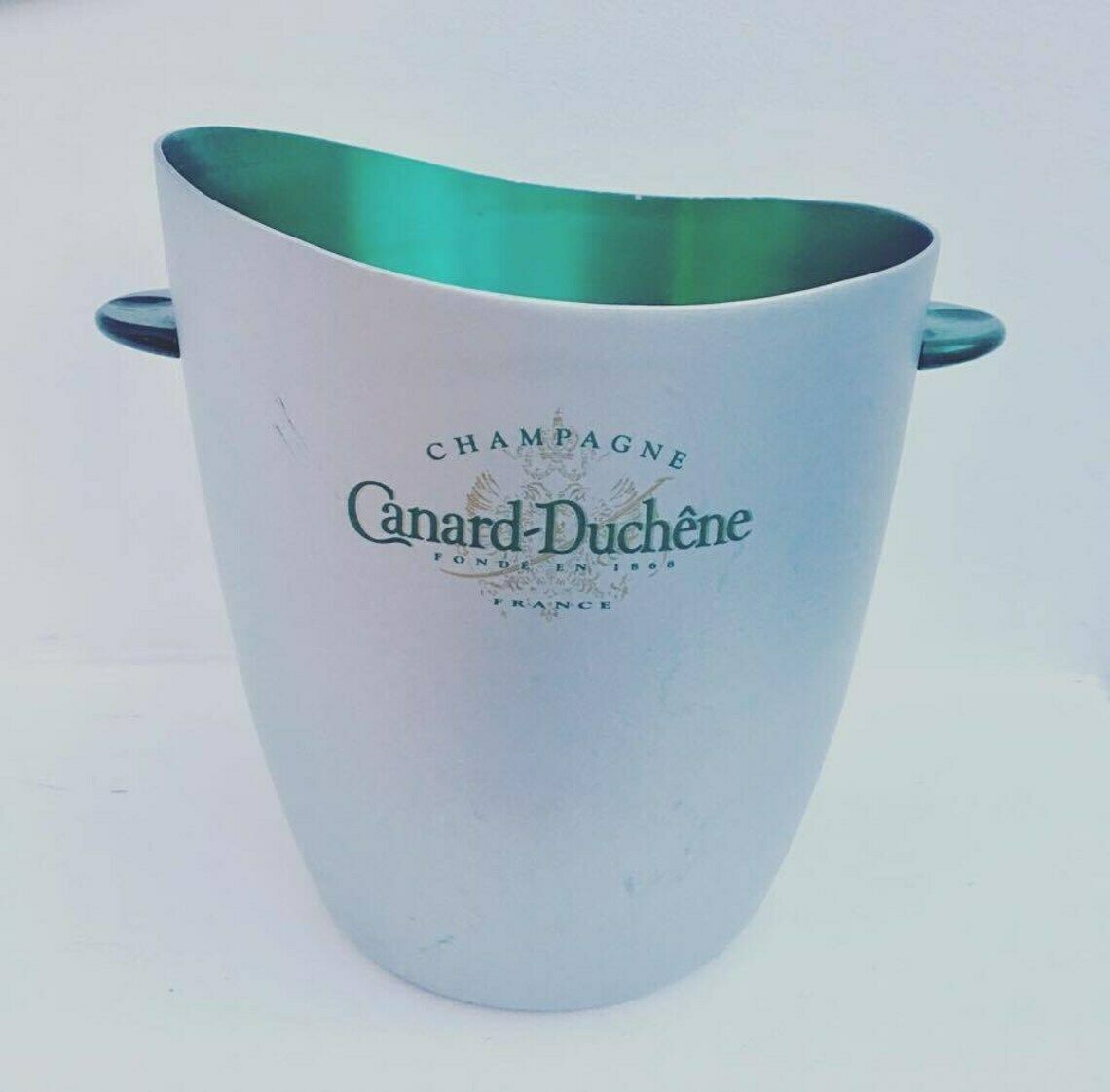 Ice Bucket, Champagne Bucket, Vintage French, Canard Duchene Champagne With Very Beautiful Lines, A Ravishing Green Ice Bucket, photo furniture