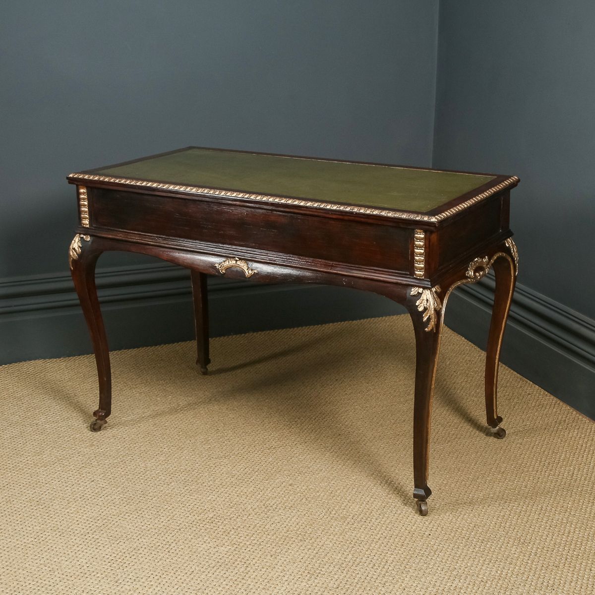 French 19th Century Louis XV Gilt & Leather  Writing Table (Circa 1880) photo vinterior