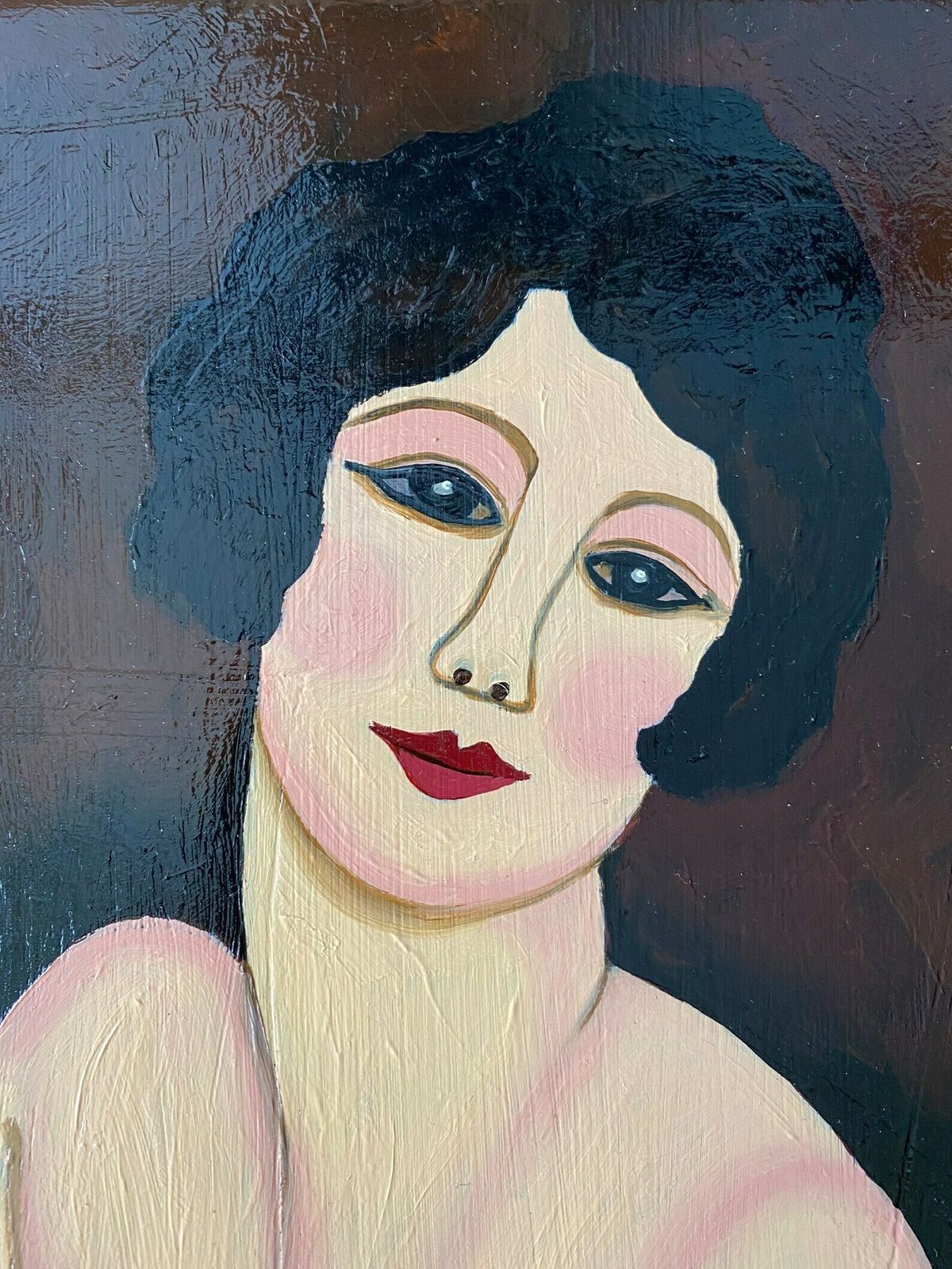 Vintage Oil On Board Nude Woman Painting photo for sale
