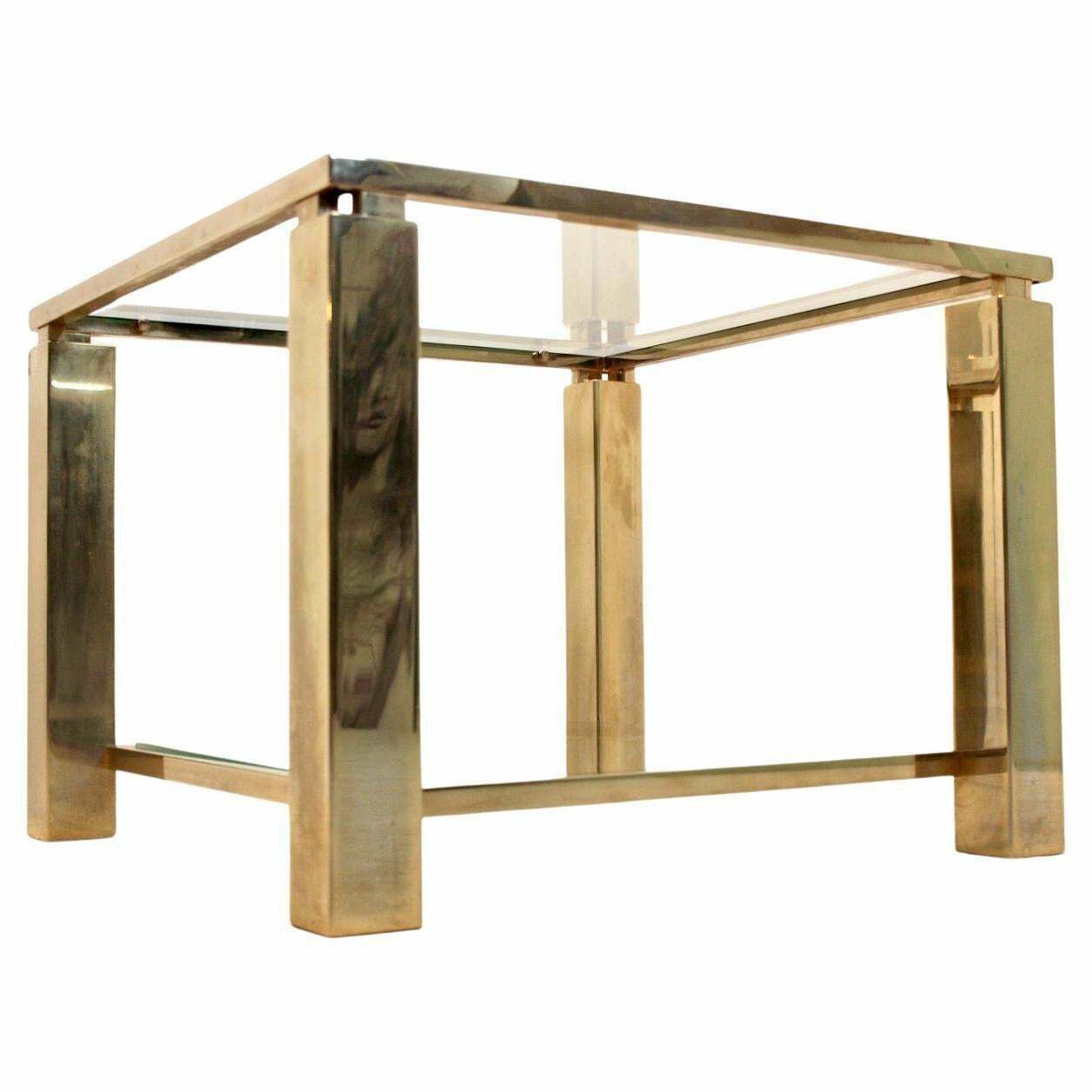 Gold Plated Belgochrom Side Table From Belgium, 1970s