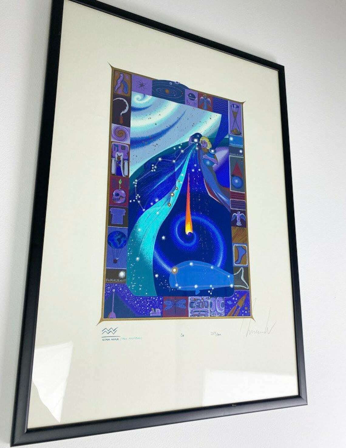 photo furniture Framed, Signed, Stamped And Numbered Modern Art Print Aquarius Zodiac Sign Wall Art