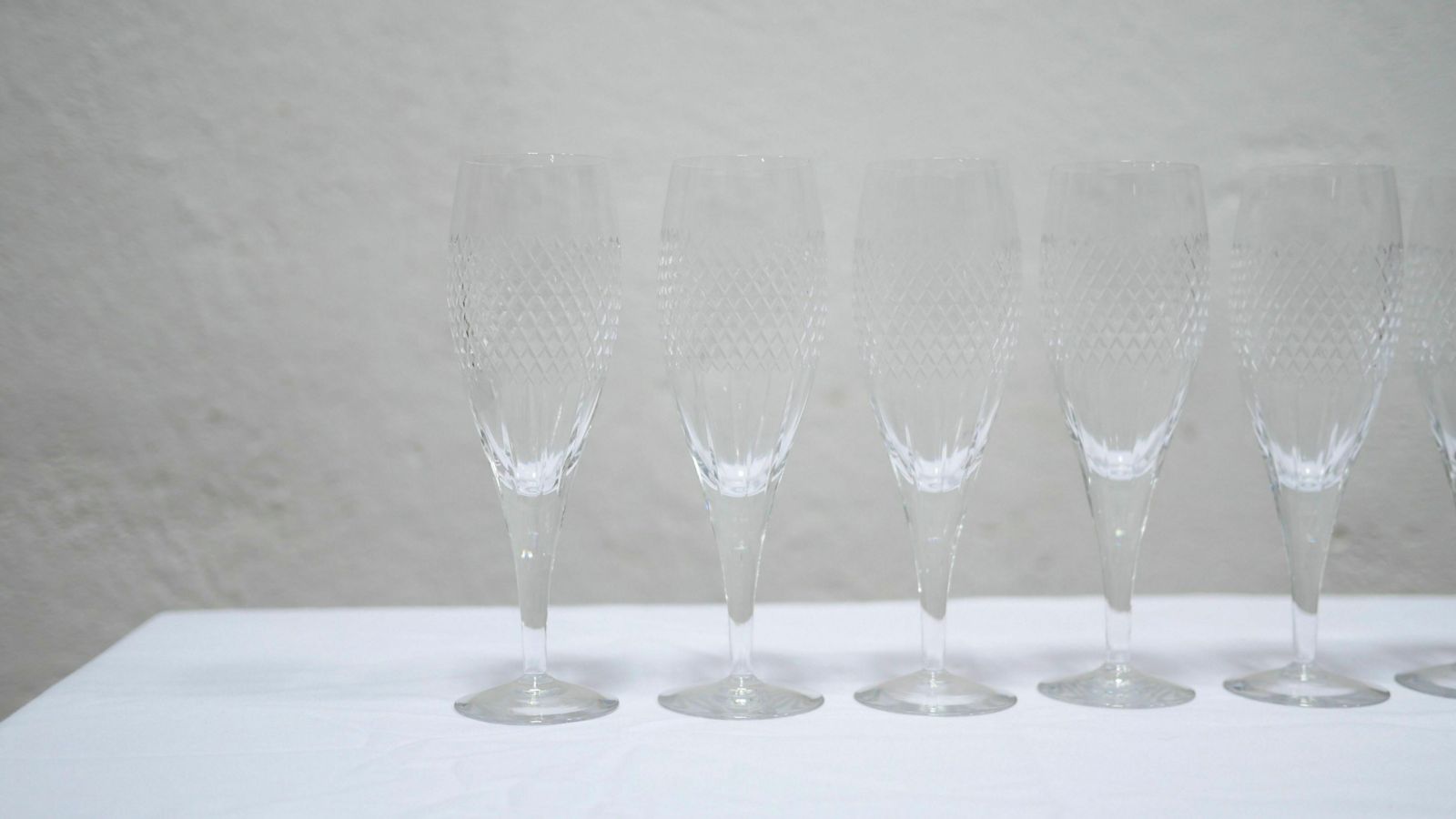 Series Of 10 Vintage Crystal Champagne Flutes photo 209.56