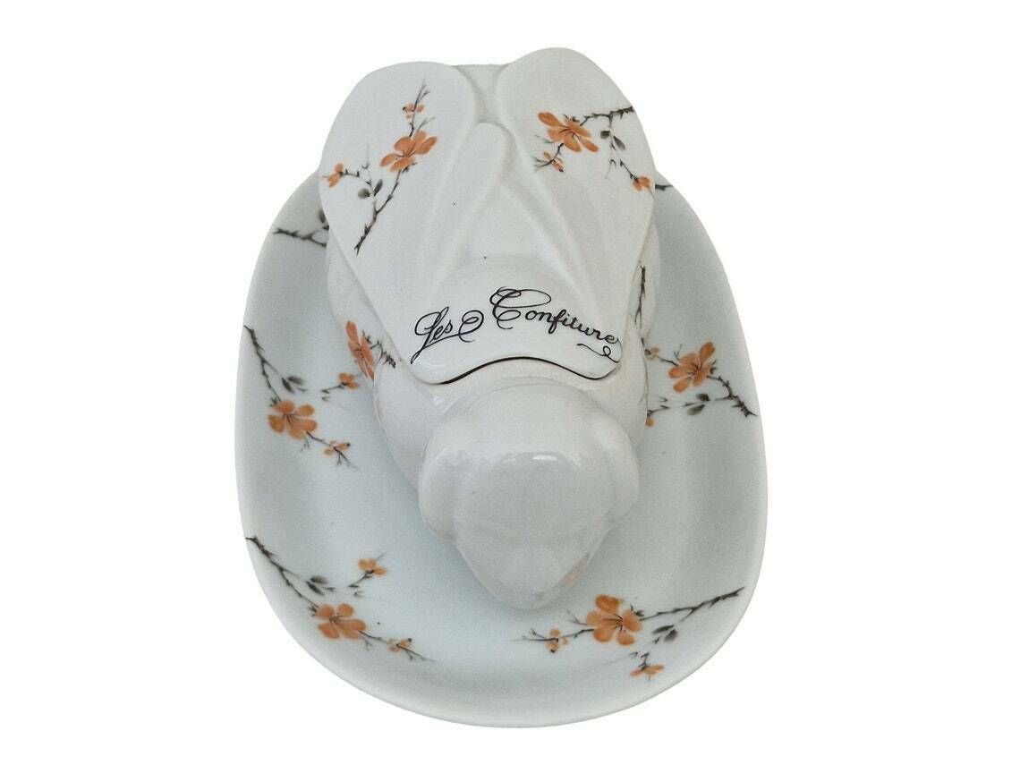French Porcelain Bee Jam Pot With Serving Platter Ceramic Flower Preserve And Jelly Jar Breakfast Set photo Home Decor