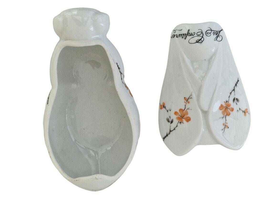 French Porcelain Bee Jam Pot With Serving Platter Ceramic Flower Preserve And Jelly Jar Breakfast Set photo vintage