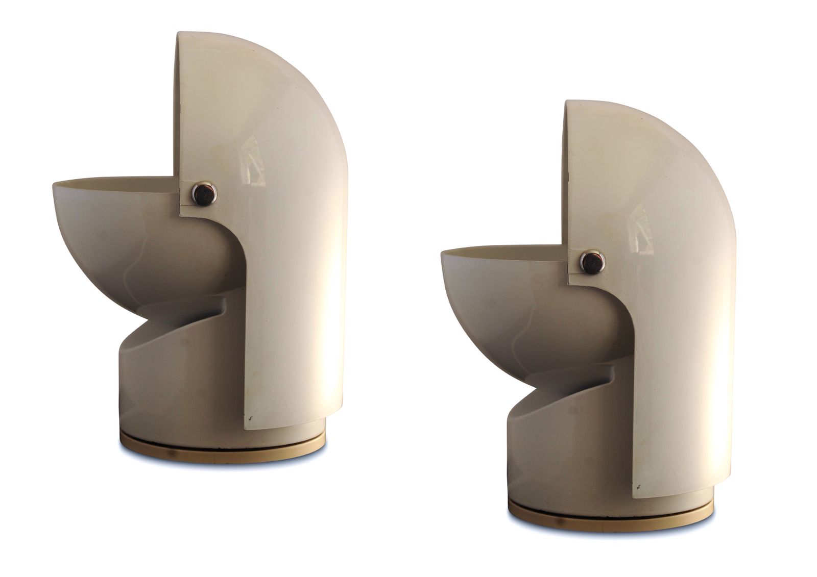 photo vintage Pair Of Mid Century Modern Italian "Pileino" Electric Table Lamp Designed By Gae Aulenti For Artemide 1972 Made In Italy Ol