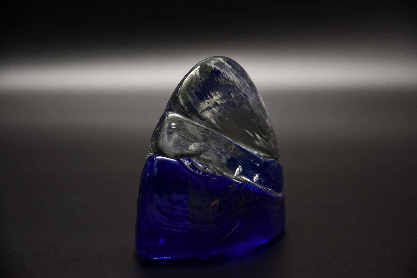 Blue And Clear Glass Sculpture By The Glass Studio Denby, Blue Glass Paperweight photo furniture