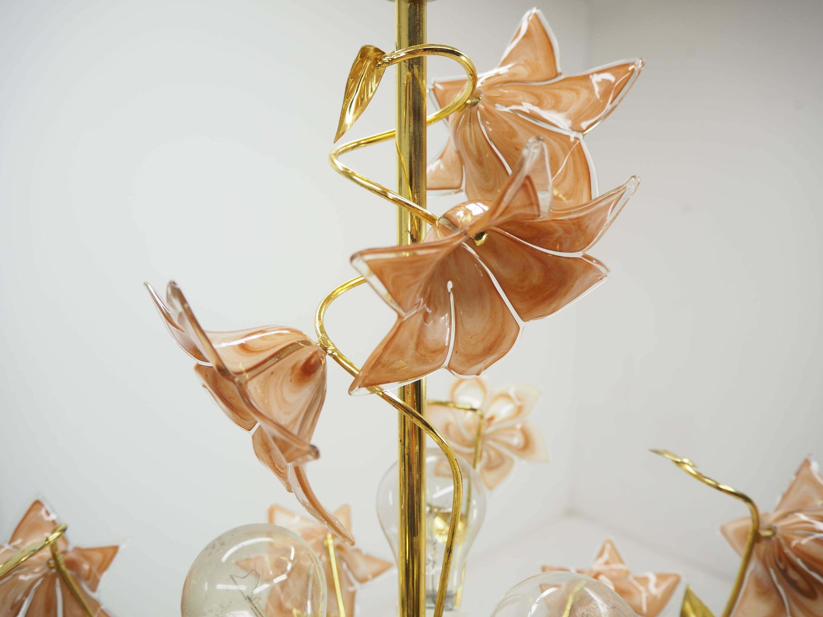 Midcentury Flowers Chandelier, Glass And Brass, 1960s photo 664.0