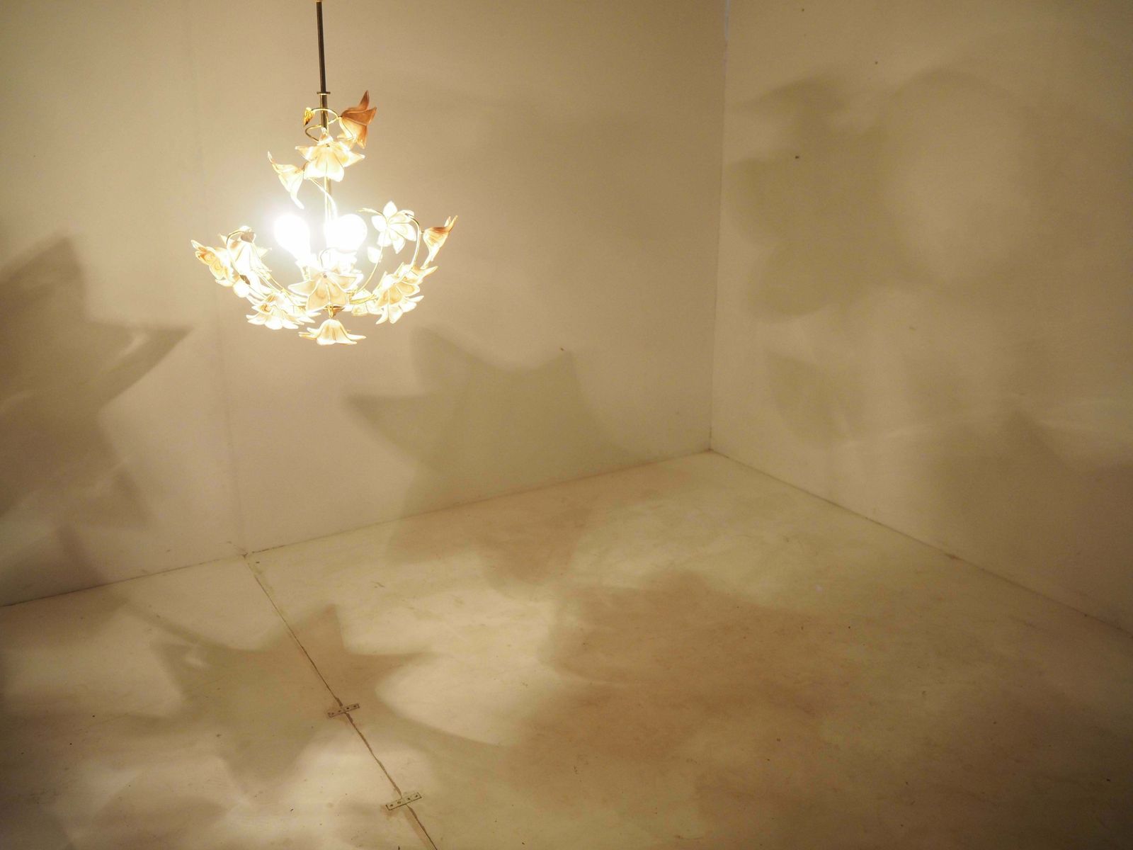 photo buy Midcentury Flowers Chandelier, Glass And Brass, 1960s