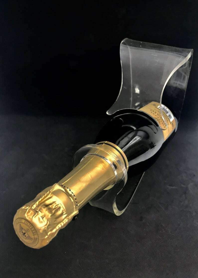 photo furniture Wine Bottle Holder Vintage 70s Clear Acrylic Lucite Mod Design By Emson Mid Century Design 70s Single Rack Wine Bottle Beverage Display