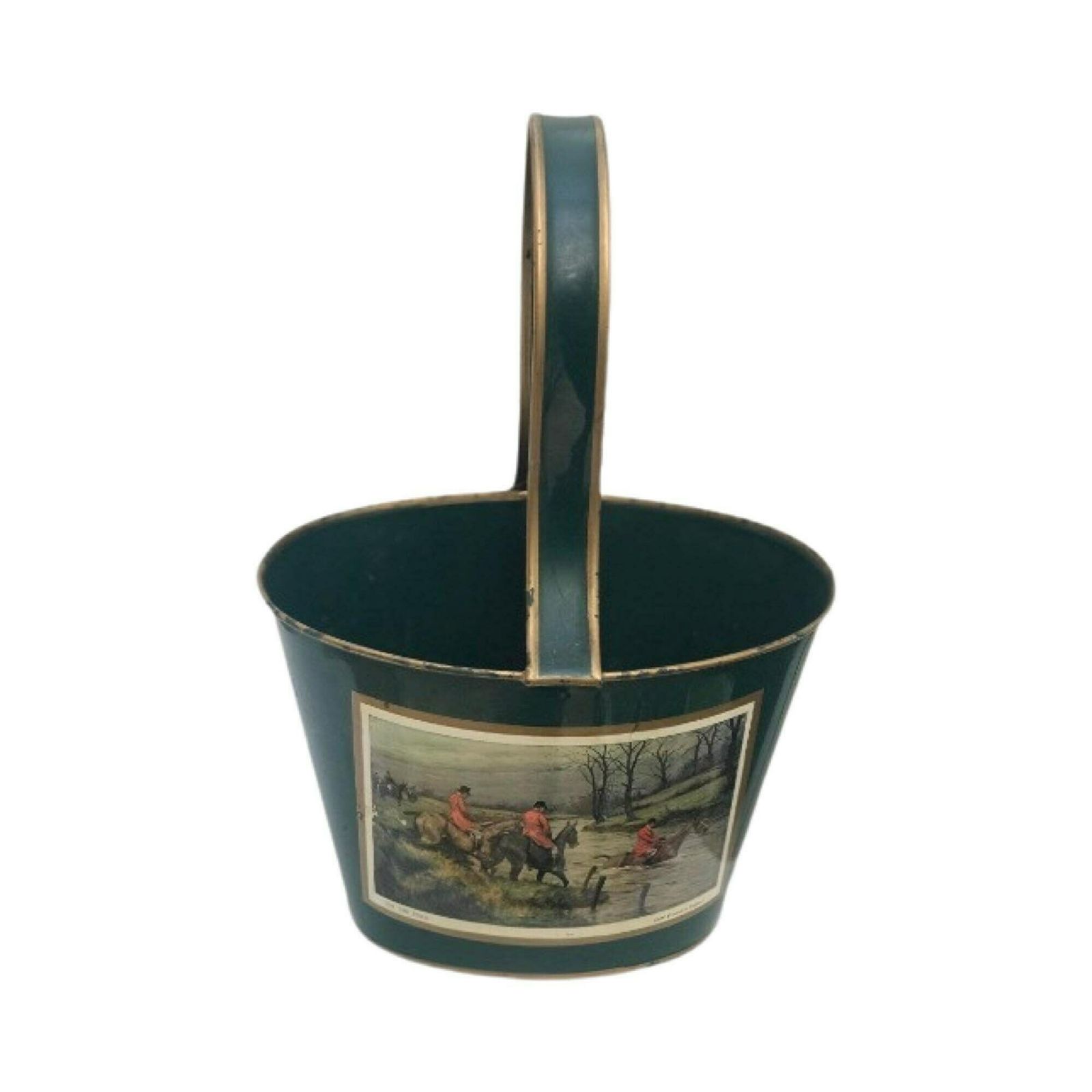 Fox Hunt Decor Metal Rangement Basket Equestrian Horse Decor Desk Decor Kitchen Tin Basket Green English Hunter Gift Hunting Magazine Rack