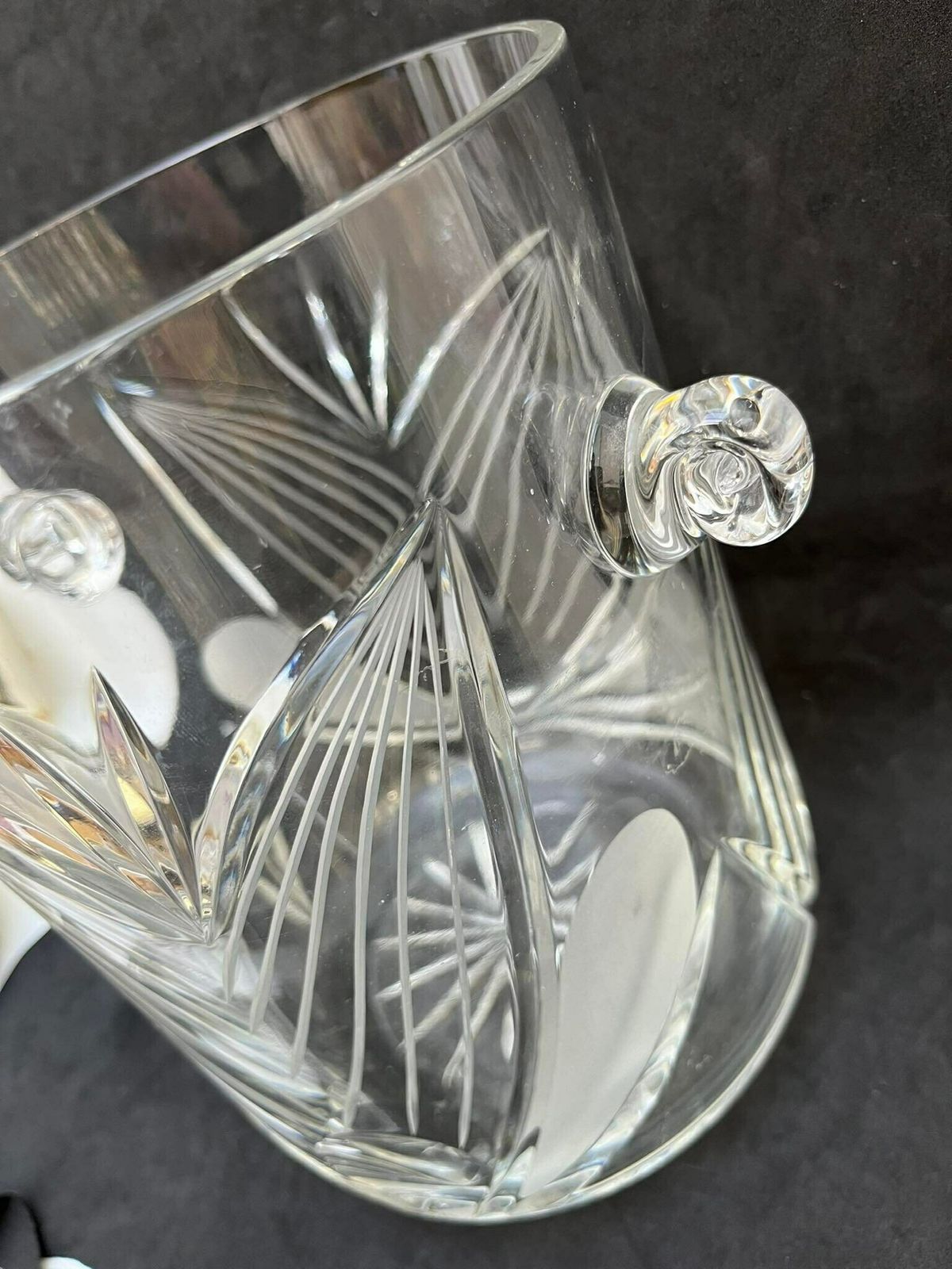 Champagne Ice Bucket Crystal Cut Handles Cut Glass Wine Cooler Chiller Hollywood Regency Bar Cart Styling Wedding Gift Luxury Barware photo vintage