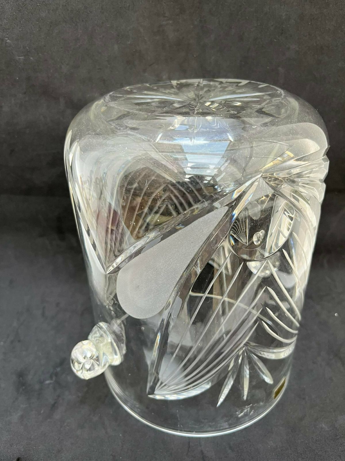 photo furniture Champagne Ice Bucket Crystal Cut Handles Cut Glass Wine Cooler Chiller Hollywood Regency Bar Cart Styling Wedding Gift Luxury Barware