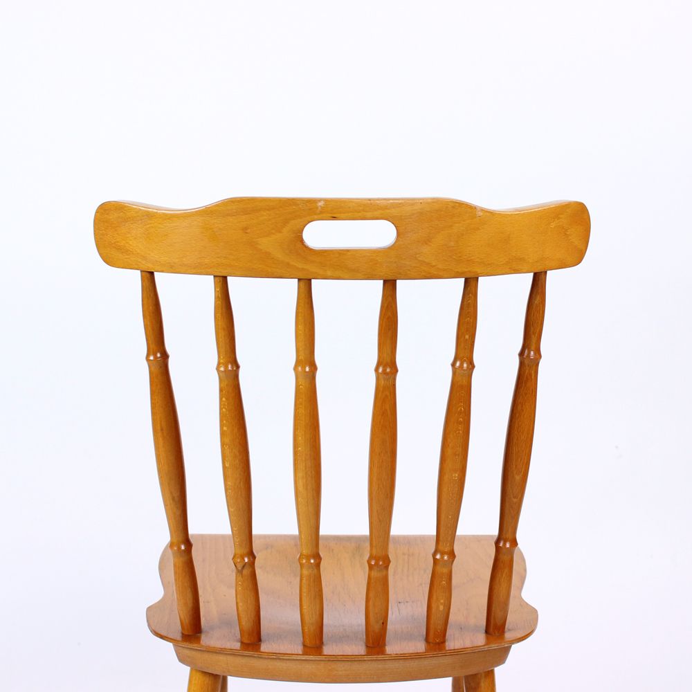 Furniture Oak Dining Chairs In Folk Design, Czechoslovakia 1960s, Set Of 4 photo