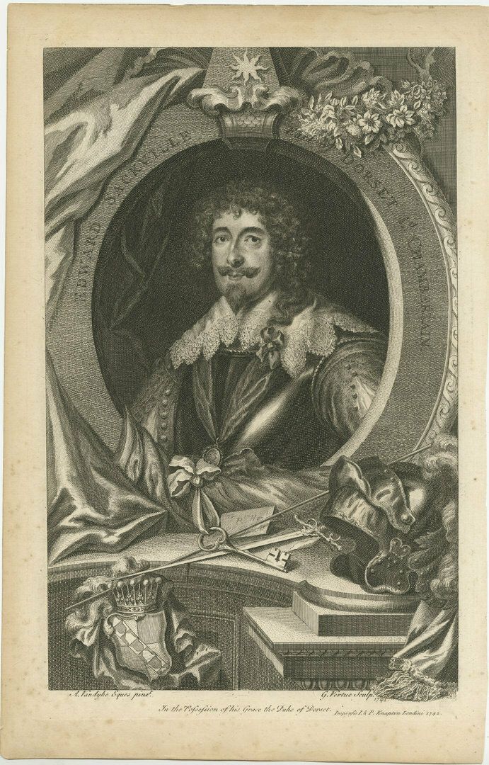 Antique Portrait Of Edward Sackville, 4th Earl Of Dorset