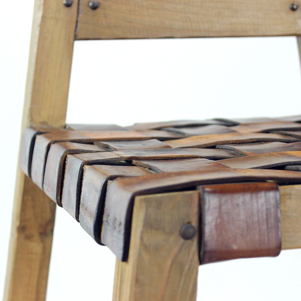 320.0 Large Vintage Bar Stool In Wood & Leather, Czechoslovakia 1950s photo