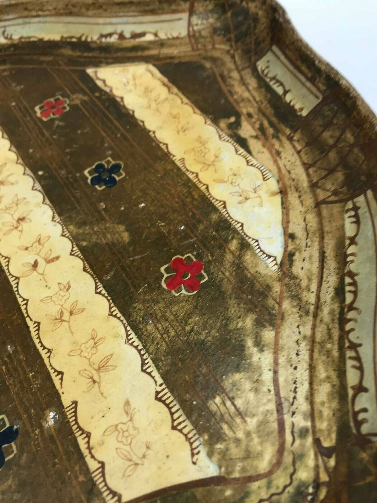 Florentijns Dienblad – Rood, Blauw En Verguld – Italiaans Plateau Uit De Jaren 1960, In Florentijnse Stijl. Met De Hand Vervaardigd, Als Kerst  Of Tafeldecoratie photo buy