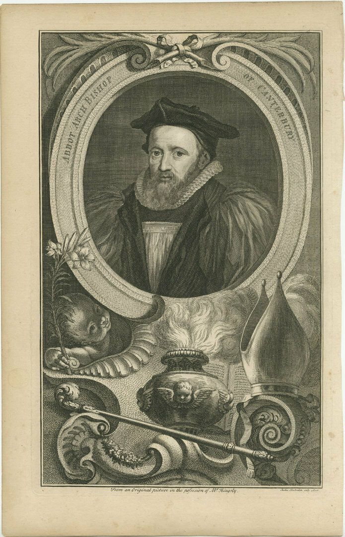 Antique Portrait Of George Abbot, Archbishop Of Canterbury