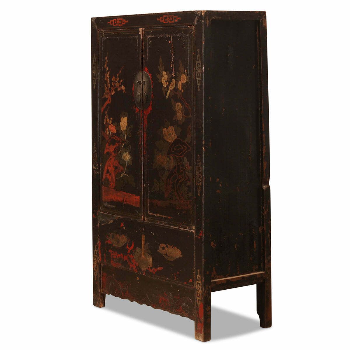Black Lacquer Floral Wedding Cabinet