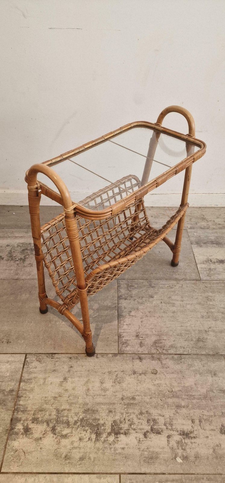 Rattan Magazine Rack, Bamboo, France 1975 photo 425.0