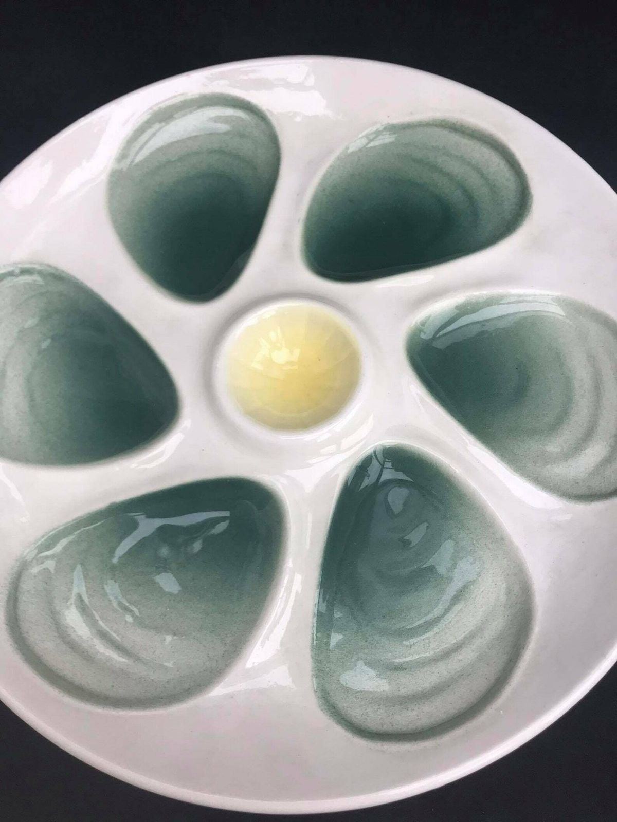 photo furniture 6 French Oyster Plate Green Vintage Oysters Platter 1950 Plate Oysters, Dish Oysters, Shellfish, Seafood, Ceramics France, French Pottery