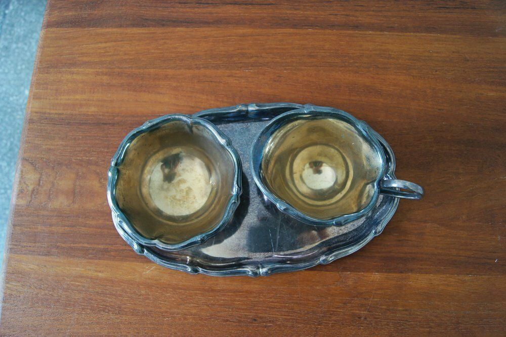 Milk And Sugar Set On Tray From Wmf 1953 Set Of 3 photo furniture
