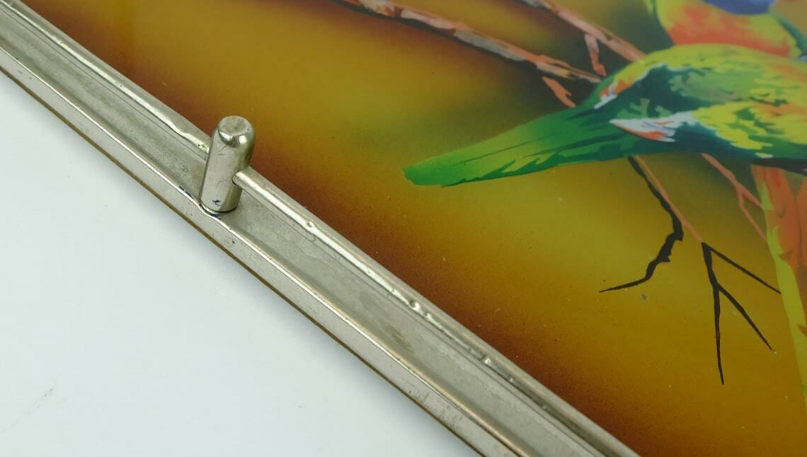 Very Beautiful Large Art Déco Tray  Glass Metal Parrot Motif 1920s 30s photo Home Decor