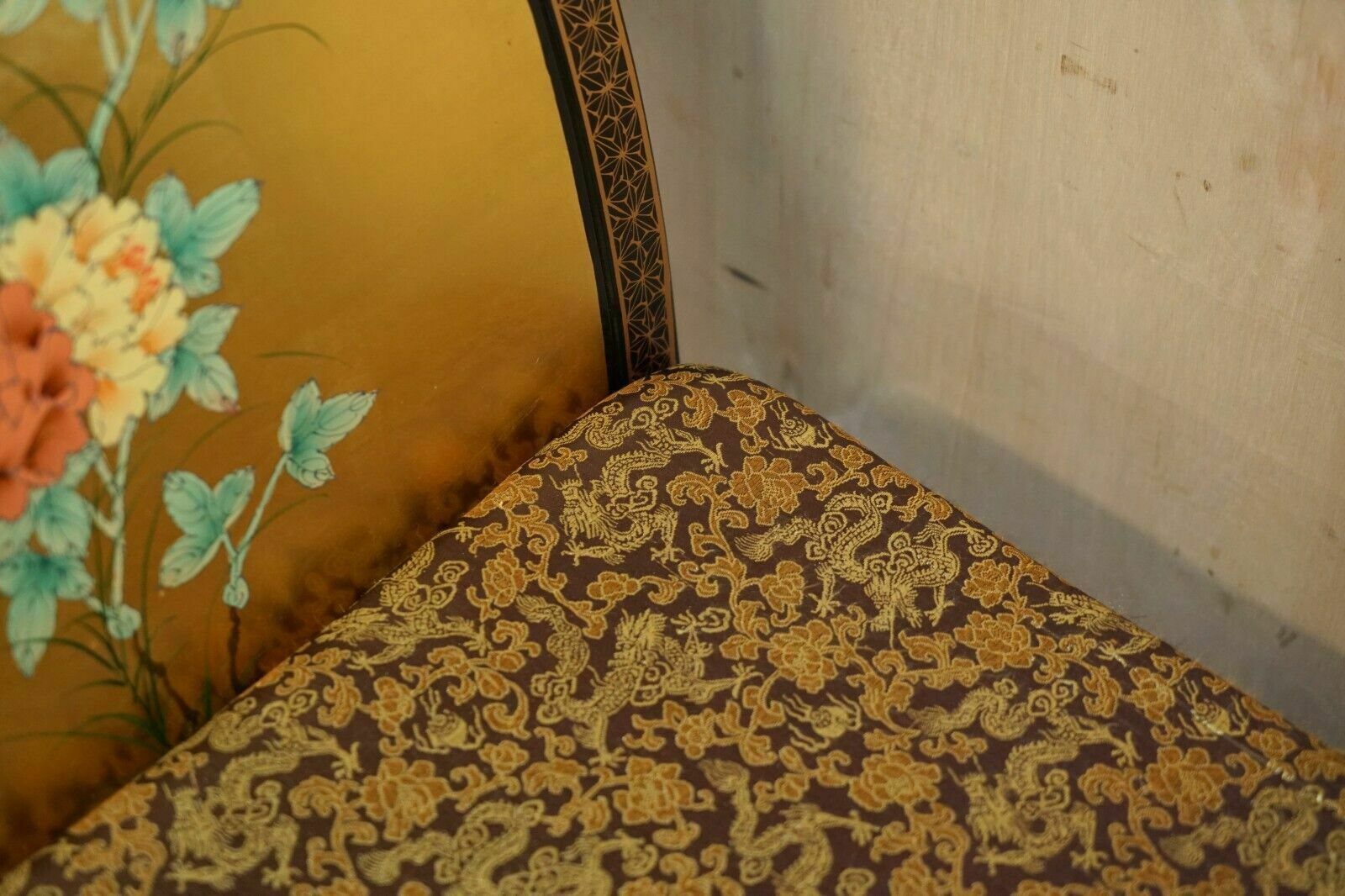 photo for sale Antique Mother Of Pearl Soapstone Geisha Girl Carved Chinese Chinoiserie Bench