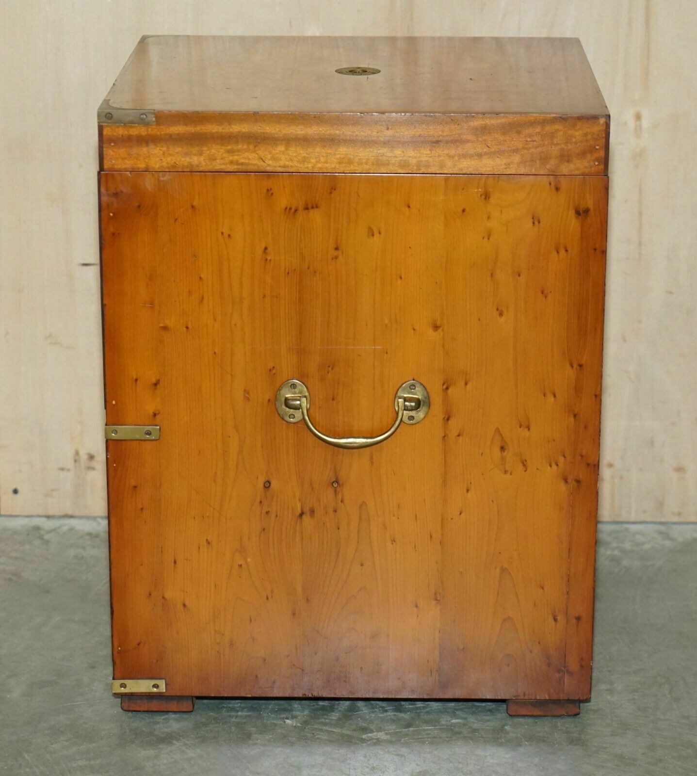 photo for sale Burr Yew & Elm Wood Military Campaign Drinks Cabinet Hidden Inside A Side Table