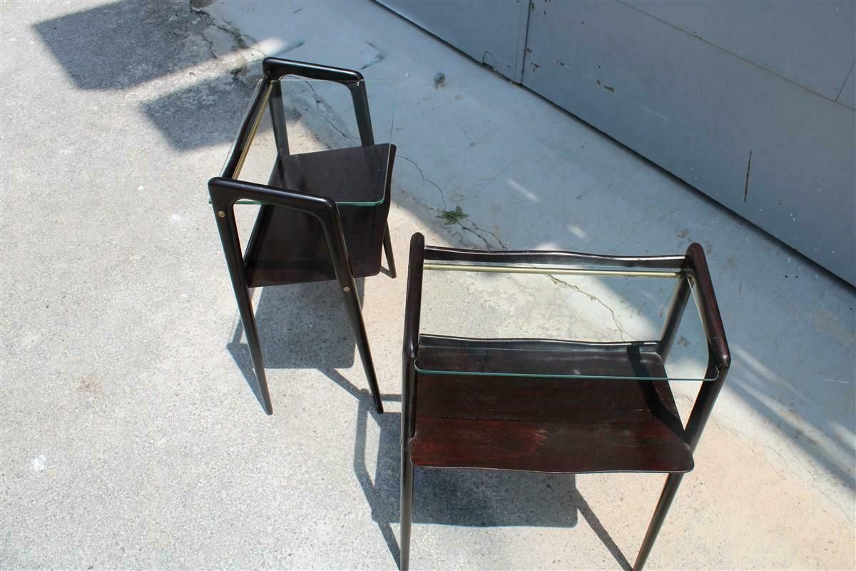 Small Bedside Tables Or Shelves In Mahogany Ico Parisi For Debaggis 1950s Brass photo Furniture