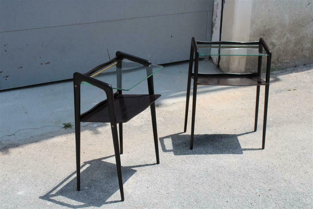 Small Bedside Tables Or Shelves In Mahogany Ico Parisi For Debaggis 1950s Brass photo 2664.0