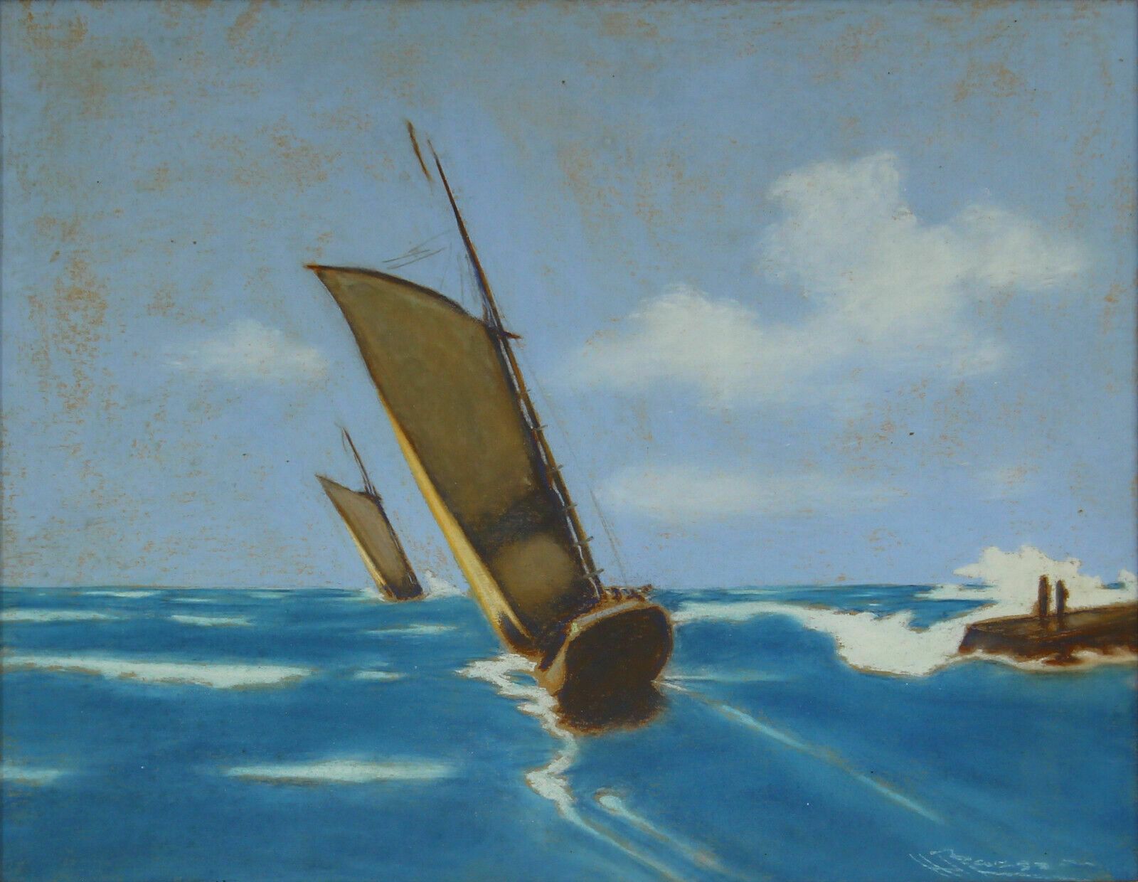 Pastel By Halfred Tygesen. Typical English Fishing Boats From Skagerak Denmark photo furniture