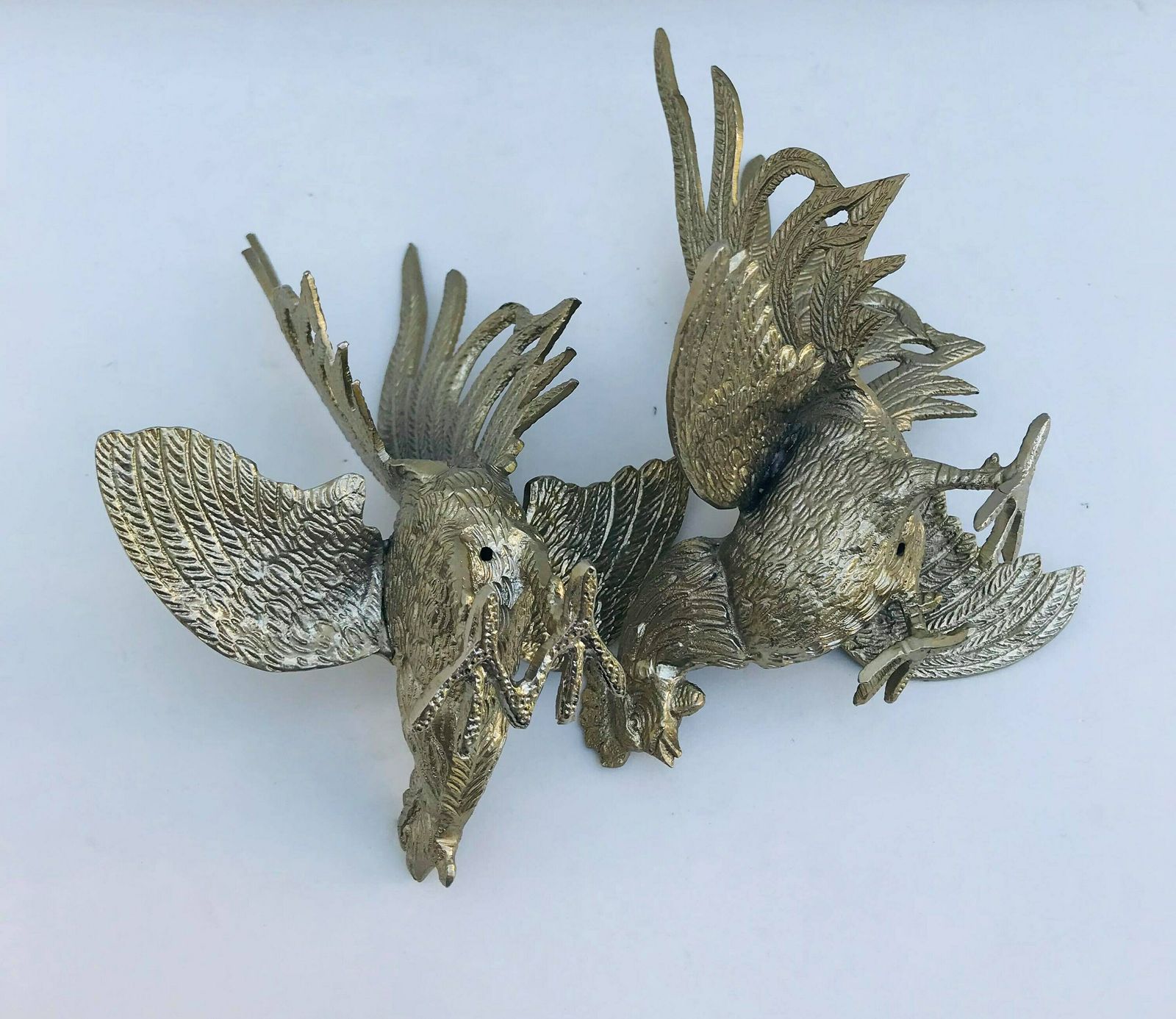 Paar Haantjesfiguren – Vintage Tafelornament, Verzilverd Metaal, Haan, Frans Vintage Tafelornament, Kip, Hollywood Regency photo buy