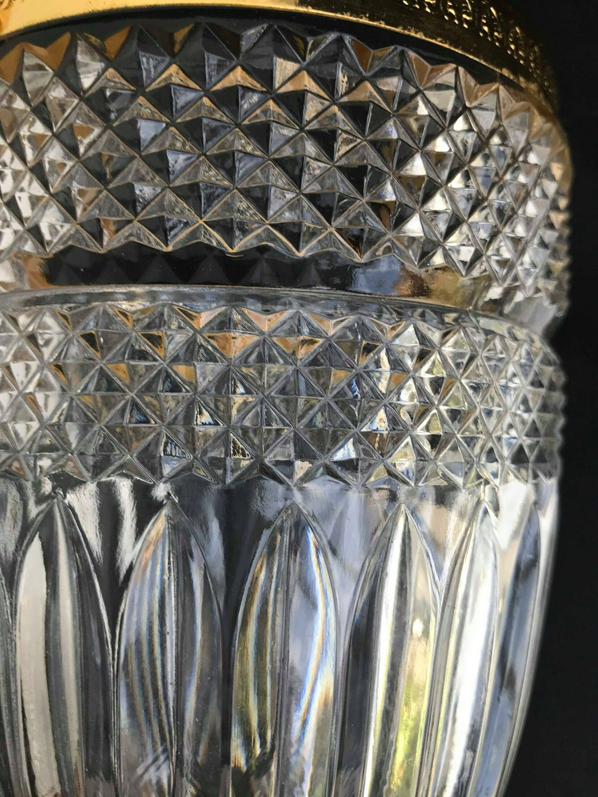 Ice Bucket Heavy Crystal With Golden Shell Handles Mid Century Barware Mixology Tools Bar Cart Decor Man Cave Gift Hollywood Regency photo vintage