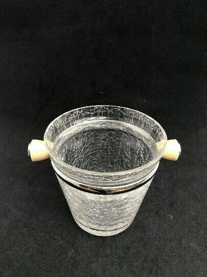 Glass Ice Bucket Vintage Mid Century Crackled Glass Vintage Ice Bucket Vintage Bar Accessoires Gift Bar Cart Gift For Him Bar Tools 60s photo vinterior